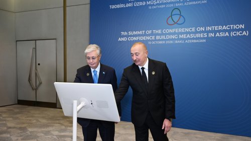 Azərbaycan və Qazaxıstan prezidentləri Trans-Xəzər Fiber-Optik Kabel Xəttinin açılışını etdi - FOTO