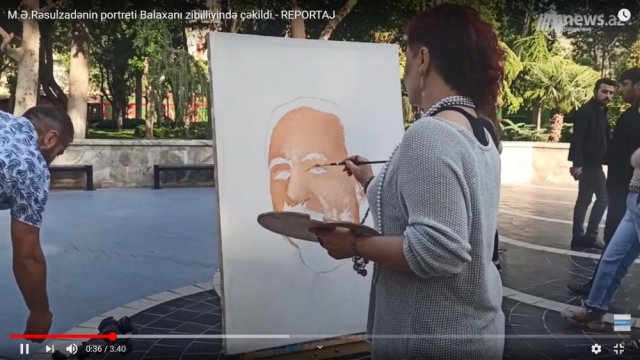 Polis M.Ə.Rəsulzadənin portretini Bakının mərkəzində çəkməyə qoymayıb - VİDEO