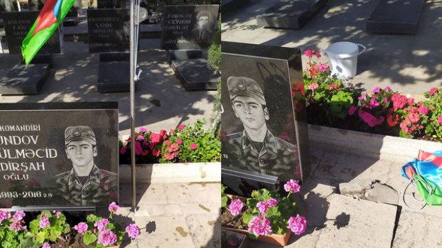 Şəhidlərimizin məzarı yanındakı Azərbaycan bayrağına qarşı hörmətsizlik (FOTO)