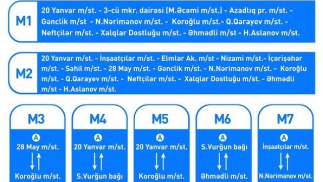 Ekspress xətlərin yeni iş qrafiki açıqlandı - CƏDVƏL