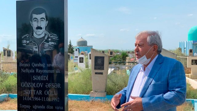 Neftçalanın ilk şəhidinin məzarı abadlaşdı - FOTO