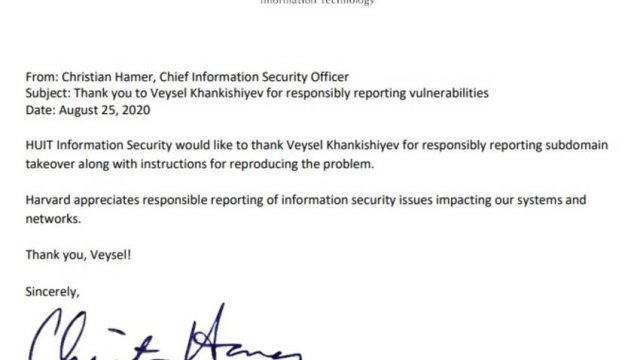 Harvard Universiteti azərbaycanlı tələbəyə təşəkkür etdi