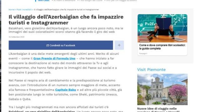 İtaliyanın məşhur səyahət portalı Balaxanı qəsəbəsindən yazır - FOTO