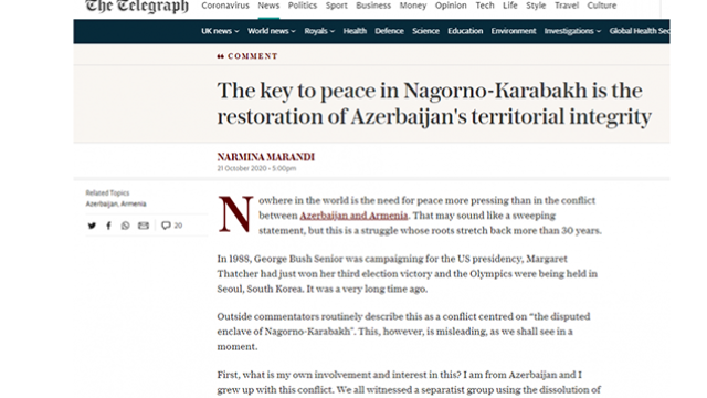 “The Telegraph” Ermənistanın hərbi təcavüzündən yazdı