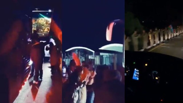Naxçıvan cəbhədən zəfərlə qayıdan hərbçiləri izdihamla qarşıladı - VİDEO