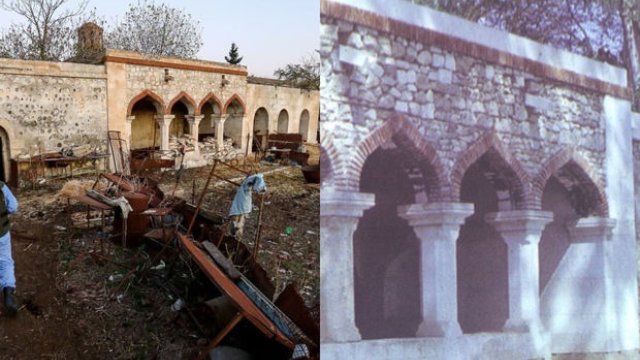 Ağdamda Pənahəli xan sarayı erməni işğalından əvvəl və sonra... - FOTO