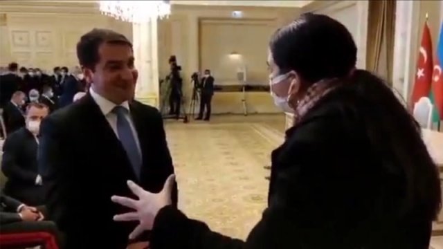 Hikmət Hacıyev və Fulya Öztürk müharibədən sonra yenidən görüşdülər - VİDEO