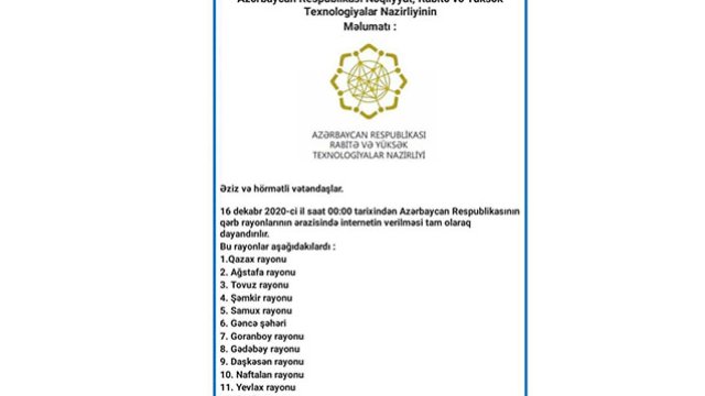 Rayonlarda internetin bağlanacağı ilə bağlı xəbərə nazirlikdən REAKSİYA