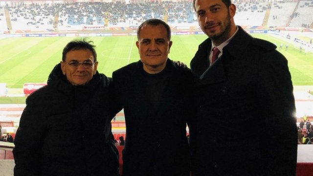 Mədət Quliyev və Ceyhun Bayramov Serbiya - Azərbaycan matçını stadiondan izlədi (FOTO)