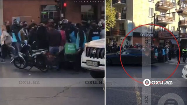 Bakıda avtomobil ilə motosiklet toqquşdu - VİDEO