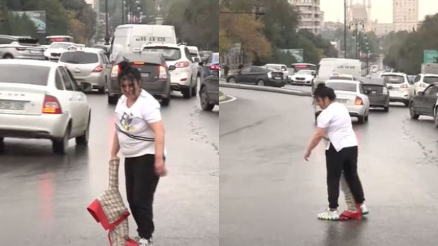 Bakıda sərxoş qadın sürücülərə həyəcanlı anlar yaşatdı - VİDEO