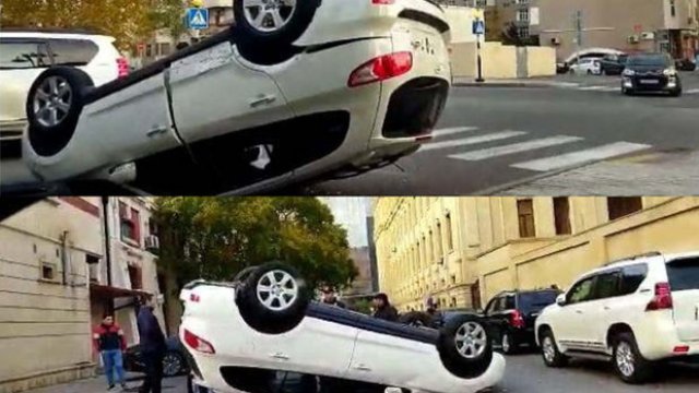 Bakıda avtomobil aşdı - FOTO