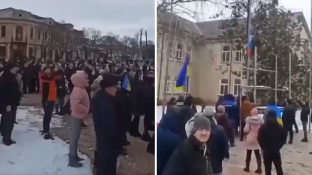 Luqansk qondarma bayraq endirildi, Ukrayna bayrağı qaldırıldı (VİDEO)