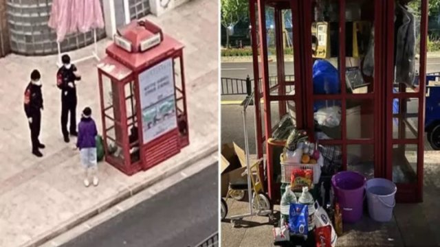 İşsiz qadın karantini telefon köşkündə keçirdi