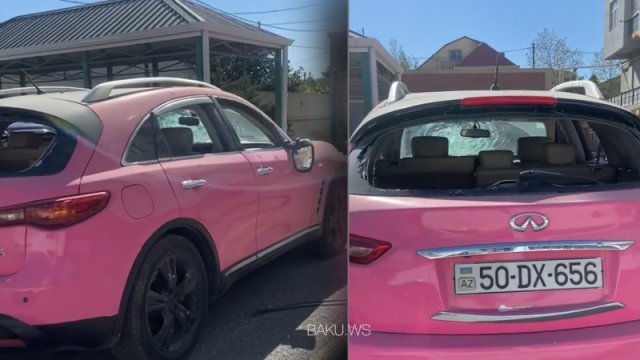 Bakıda lüks maşına gecə hücum edildi - VİDEO