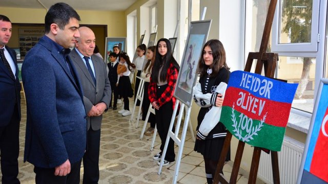 Ağstafada “Heydər Əliyev rəssamların əsərlərində” adlı rəsm müsabiqəsi keçirilib - FOTO