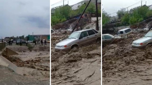Goranboya sel gəldi, avtomobilləri apardı - FOTOLAR