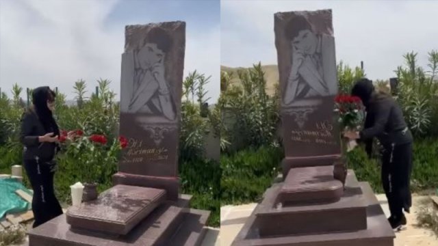 Nazpəri oğlunun məzarı başında - VİDEO