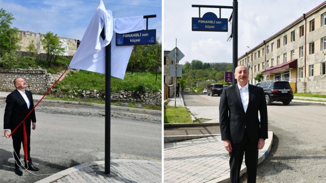 Şuşada Vaqif və Pənahəli xan küçələrinin kəsişməsində lövhələrin açılışı oldu - FOTO