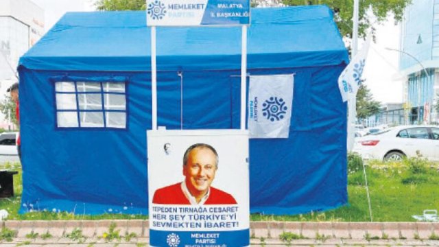 Partiyanın çadırı oğurlandı
