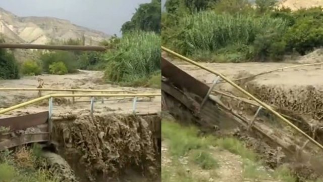 Göyçayda güclü sel körpünü apardı - VİDEO