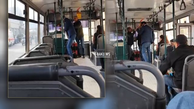 Bakıda avtobus sürücüsü ilə vətəndaş arasında DAVA - VİDEO