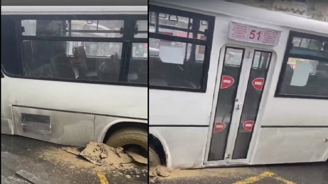 Bakıda sərnişin avtobusu qəzaya uğradı - VİDEO
