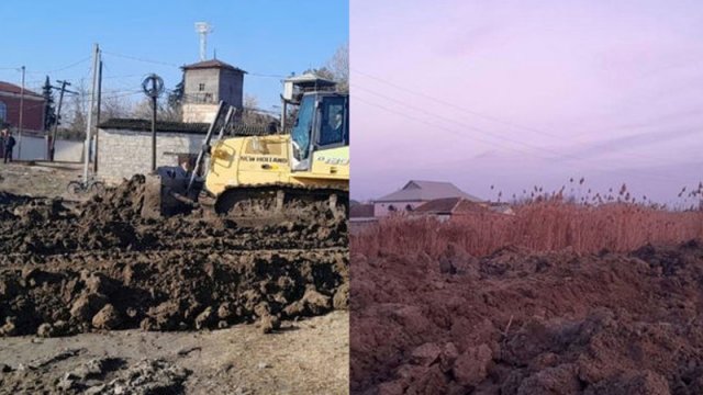Yevlaxda dəfələrlə yanğın baş verən qamışlıq ərazi qurudulur - FOTO