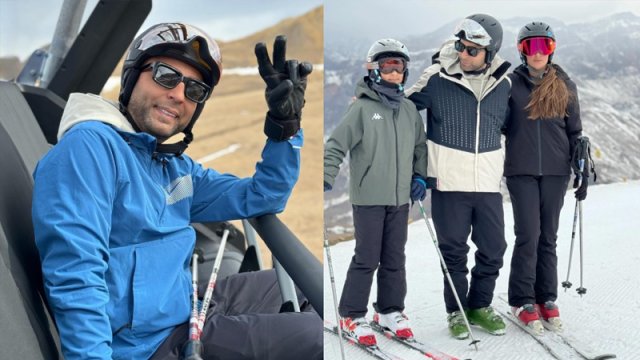 Məşhur müğənni ailəsi ilə xizək sürmək üçün Azərbaycana gəldi - FOTOLAR