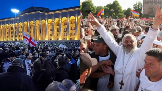 Ermənistan və Gürcüstanda etirazlar: Arxasında bu ölkə dayanır