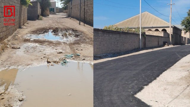 İcra nümayəndəsi yalnız yaşadığı küçəni asfaltlatdırıb - FOTO/VİDEO