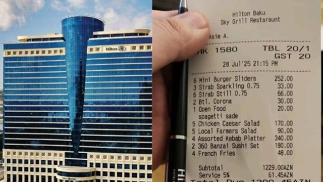 "Hilton Baku"dakı qiymətlər turistləri şoka saldı - FOTO
