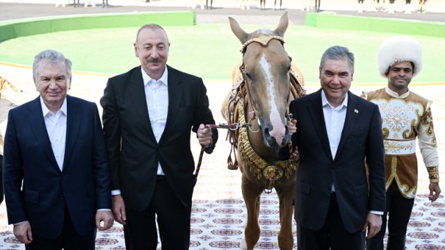 Azərbaycan Prezidentinə "Axaltəkə" atı hədiyyə edildi - FOTO