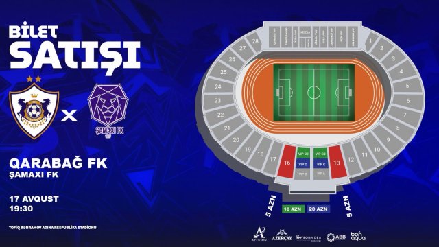 "Qarabağ" - "Şamaxı" matçının biletləri satışa çıxıb